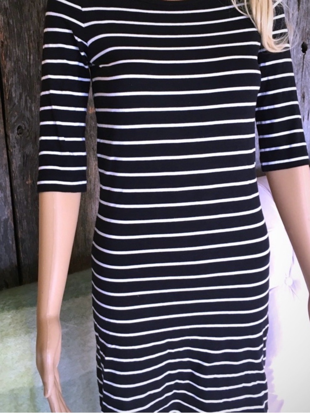 French Connection Black and White Striped Mini Dress